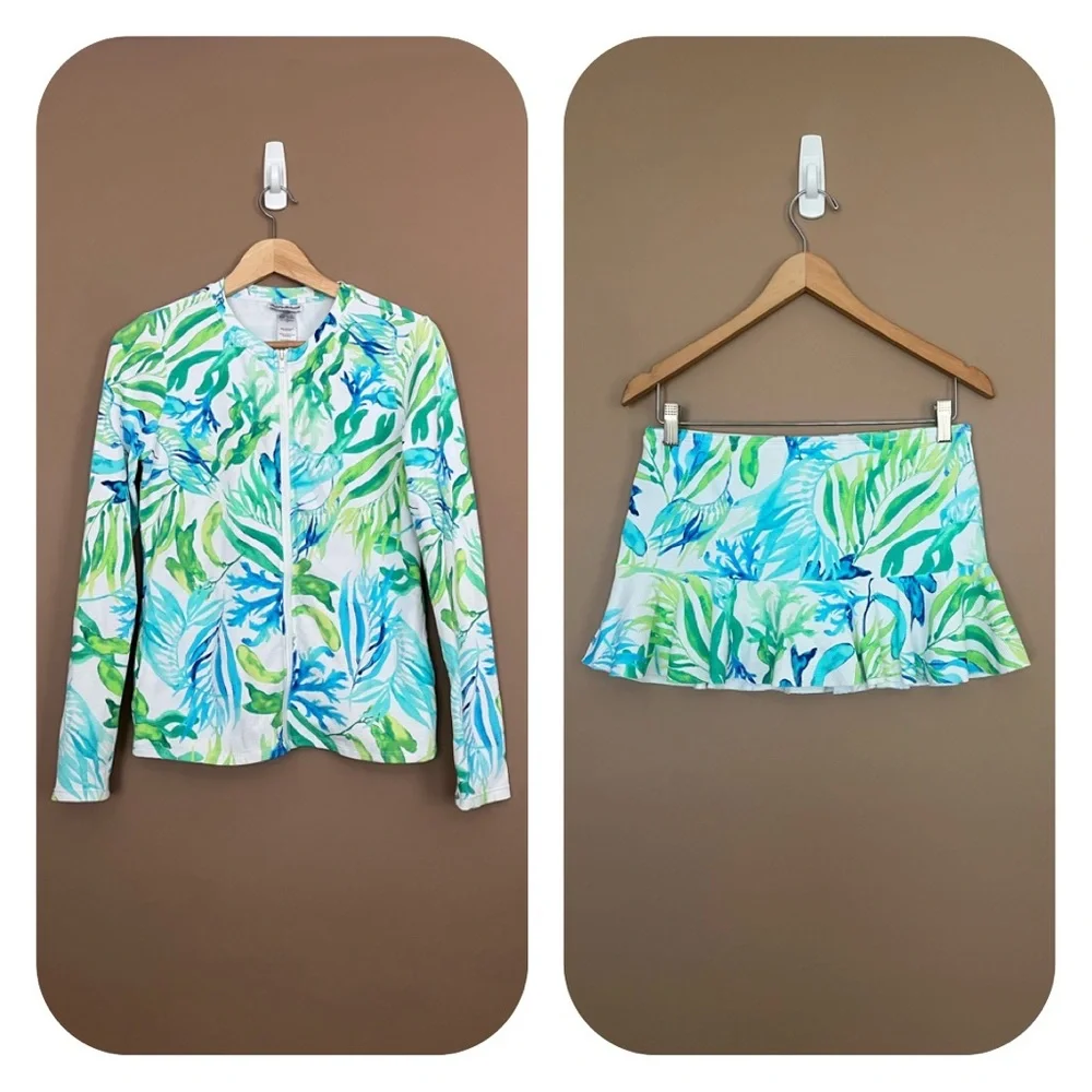 {Tommy Bahama} Island Cays Seafrond Rashguard & Swim Skort - Womens Small